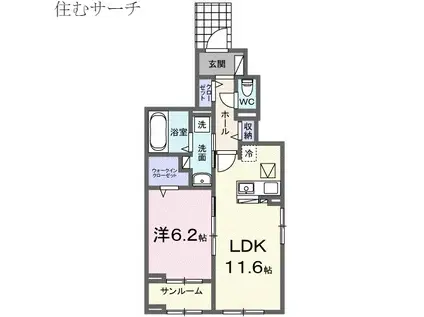 アビタシオン・M(1LDK/1階)の間取り写真