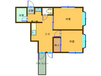 ドルミKAWASAKI(2DK/2階)の間取り写真