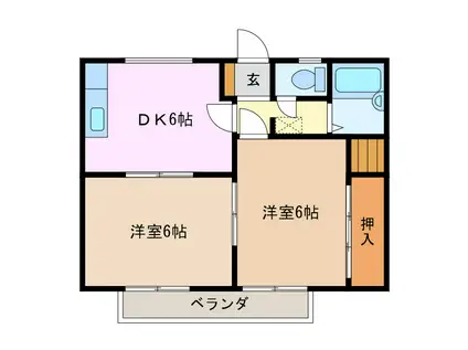 プロスペリティ高阪 B(2DK/2階)の間取り写真