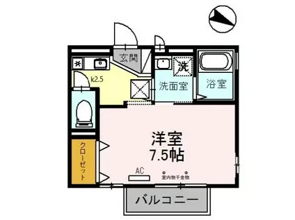 アムールS三郷(1K/2階)の間取り写真