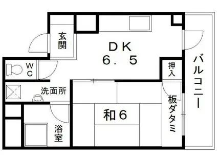 サンピア久米田(1DK/6階)の間取り写真