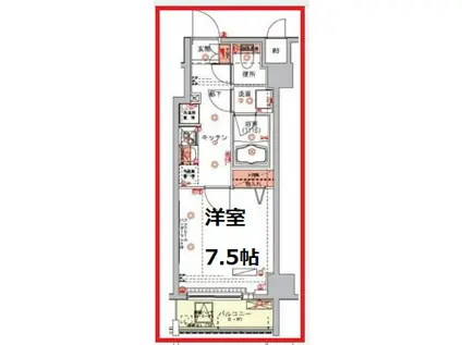 ハーモニーレジデンス浅草(1K/3階)の間取り写真