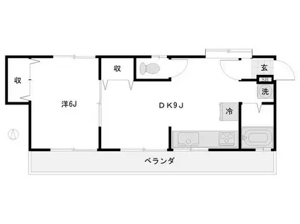 小川コーポラス(1DK/2階)の間取り写真