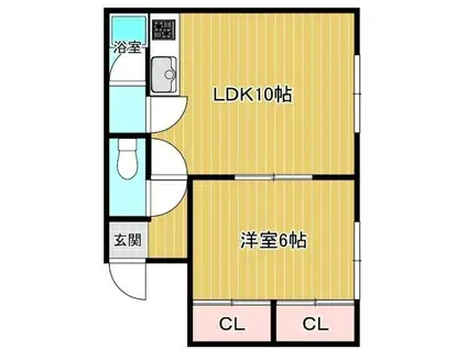 ハイブローム八幡(1LDK/2階)の間取り写真