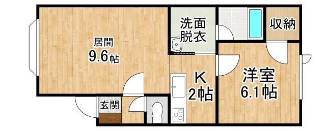 レーベン(1LDK/2階)の間取り写真