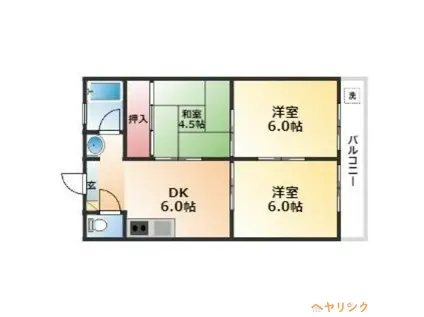 シャトー藤(3DK/3階)の間取り写真