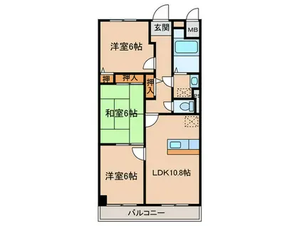ラポート小林(3LDK/6階)の間取り写真