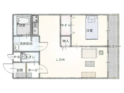 CREA COURT 畑中(1LDK/4階)の間取り写真