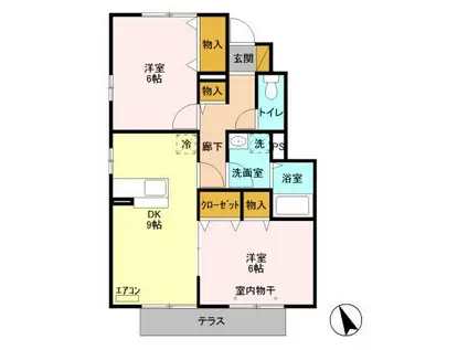 プレアデス見川C棟(2DK/1階)の間取り写真