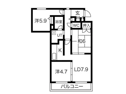 ガーデンハウス山鼻南II(3DK/5階)の間取り写真