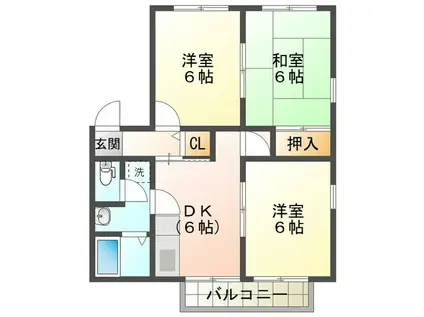 メゾンむつみヶ丘(3DK/1階)の間取り写真