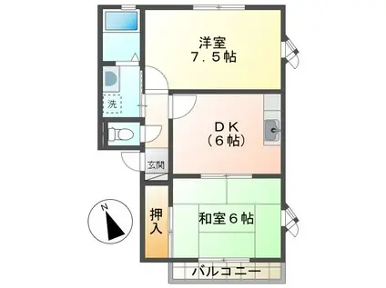 サンコートウィンディア(2DK/2階)の間取り写真