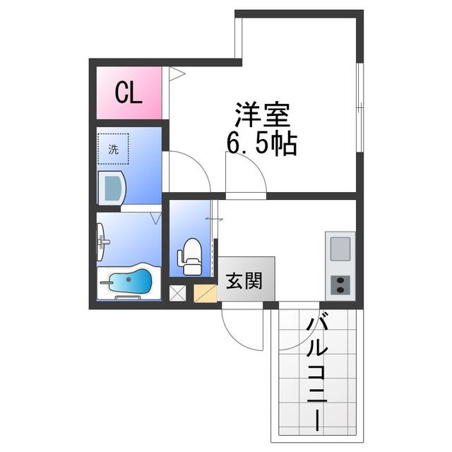 ALEGRIA津久野サウス(1K/2階)の間取り写真