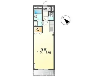 フラワーヒル(ワンルーム/2階)の間取り写真