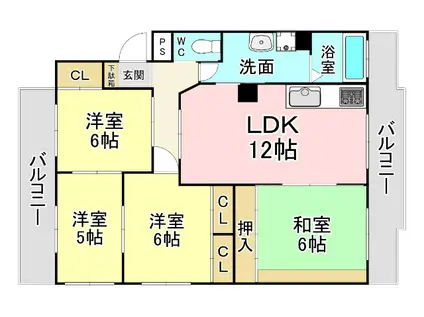 パークハイツ妙見(4LDK/2階)の間取り写真