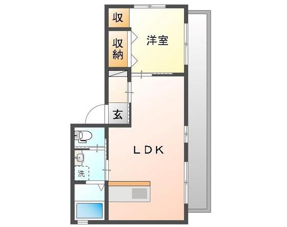 入江ビル(1LDK/3階)の間取り写真