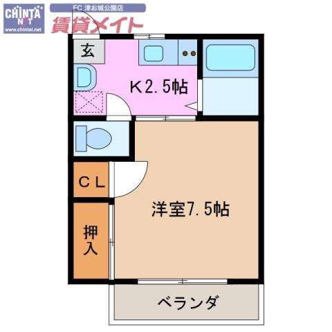 田園ハイツ(1K/1階)の間取り写真