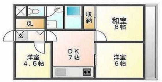 セントエルモ門田文化町(3DK/4階)の間取り写真