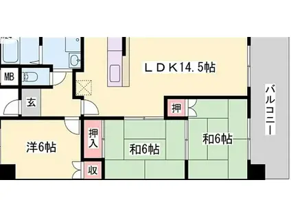 ハイムシェーンブルグ(3LDK/5階)の間取り写真