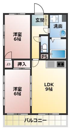 セントラルOZU(2LDK/1階)の間取り写真