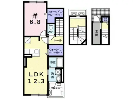 バーシアIII番館(1LDK/3階)の間取り写真