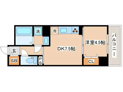 神戸HARBORSIDE 萬利RESIDENCE(1DK/6階)の間取り写真