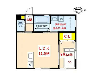 CARINO(1LDK/1階)の間取り写真