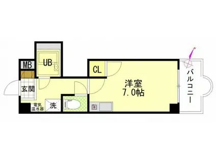 セントラルリバー祇園(ワンルーム/5階)の間取り写真