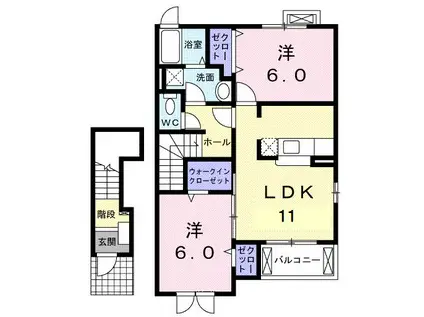 トパ-ズC(2LDK/2階)の間取り写真