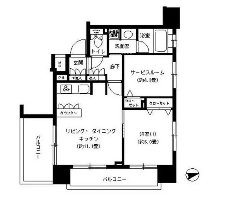 パークキューブ浅草田原町 12階階 間取り