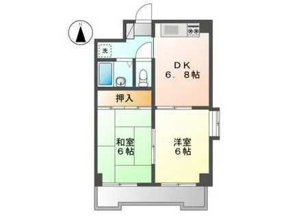 カーサ永(2DK/4階)の間取り写真