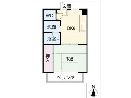 第2マルカネビル(1DK/4階)の間取り写真