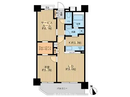 レジデンス八王子明神町(2LDK/14階)の間取り写真