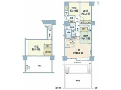 ダイアパレス月寒中央通(4LDK/1階)の間取り写真