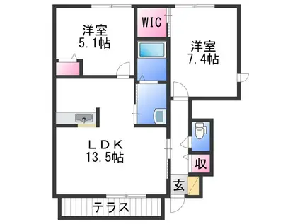 MASTCOURT秋葉(2LDK/1階)の間取り写真