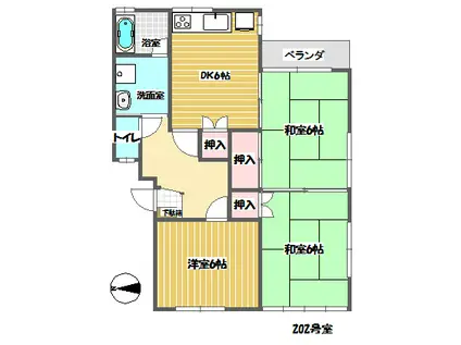 MK1ハイツ(3DK/2階)の間取り写真