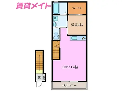 ラトゥール川越(1LDK/2階)の間取り写真