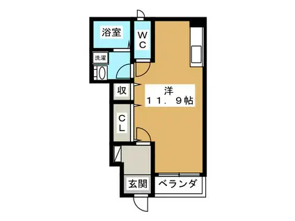 アジェラート23(ワンルーム/1階)の間取り写真