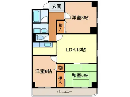 マンション舞(3LDK/2階)の間取り写真
