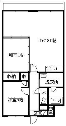 ツインクル大町オーク(2LDK/6階)の間取り写真