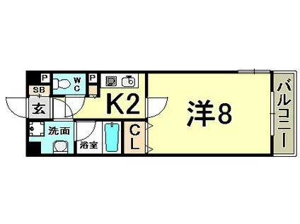 アミーグランコート三宮(1K/11階)の間取り写真