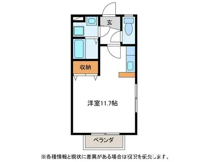 トスカーナ I(ワンルーム/2階)の間取り写真