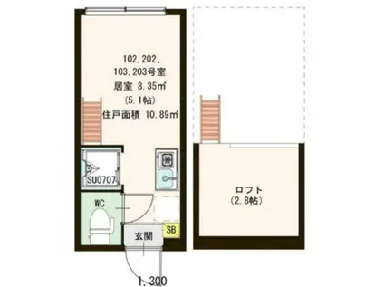 ハーモニーテラス板橋II(ワンルーム/1階)の間取り写真