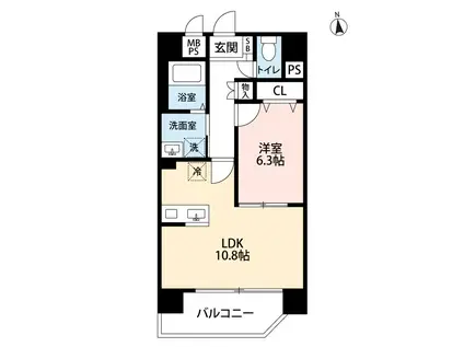 オーネスト九品寺(1LDK/8階)の間取り写真