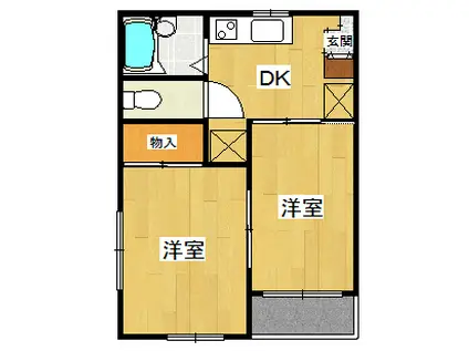 レオパレスドメーヌ(2DK/2階)の間取り写真