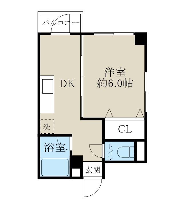 小林事務機ビル(1DK/3階)の間取り写真