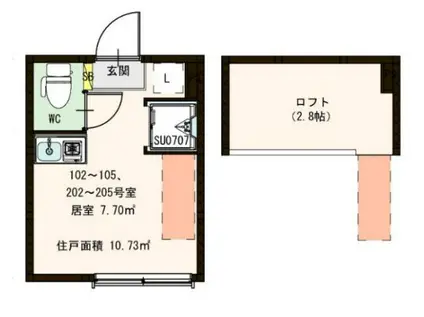 グランサムハウス王子神谷(ワンルーム/2階)の間取り写真