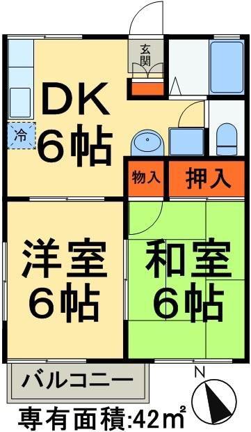 ガーデンハイム88(2DK/1階)の間取り写真