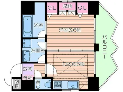 ZEUS 20XX(1DK/9階)の間取り写真