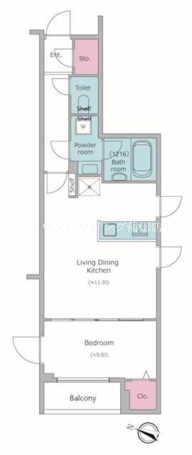 ドゥーエ梅屋敷(1LDK/1階)の間取り写真